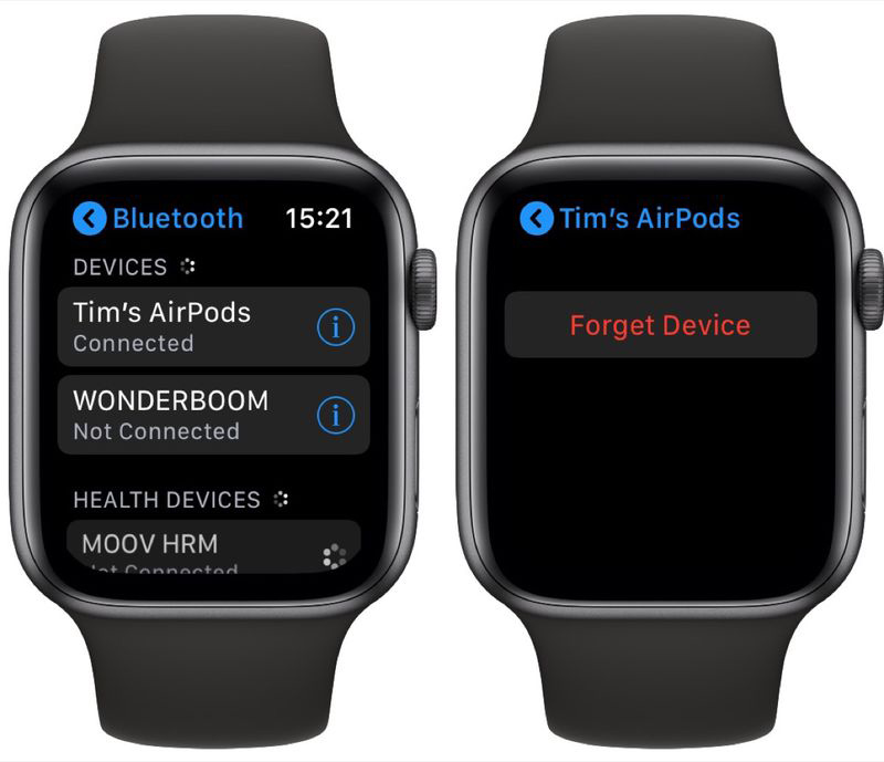 ngắt kết nối airpods với apple watch
