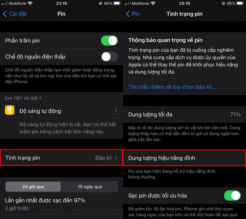Kiểm tra tình trạng pin dành cho iPhone